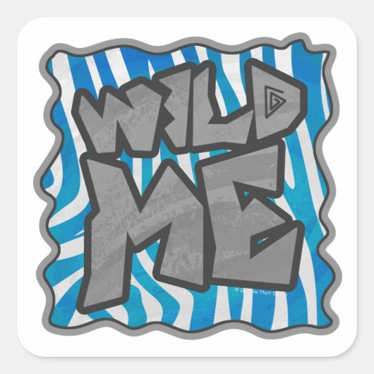 Zebra Silhouette Blue en White Design Vierkante Sticker (Voorkant)