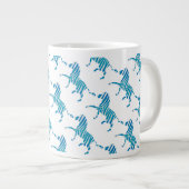 Zebra Silhouette Blue en White Grote Koffiekop (Voorkant rechts)