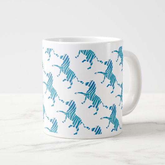 Zebra Silhouette Blue en White Grote Koffiekop (Voorkant rechts)