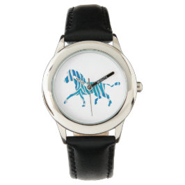 Zebra Silhouette Blue en White Horloge