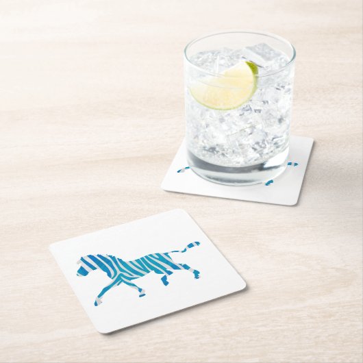 Zebra Silhouette Blue en White Kartonnen Onderzetters (Insitu)