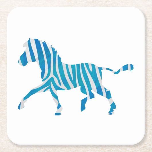 Zebra Silhouette Blue en White Kartonnen Onderzetters (Voorkant)