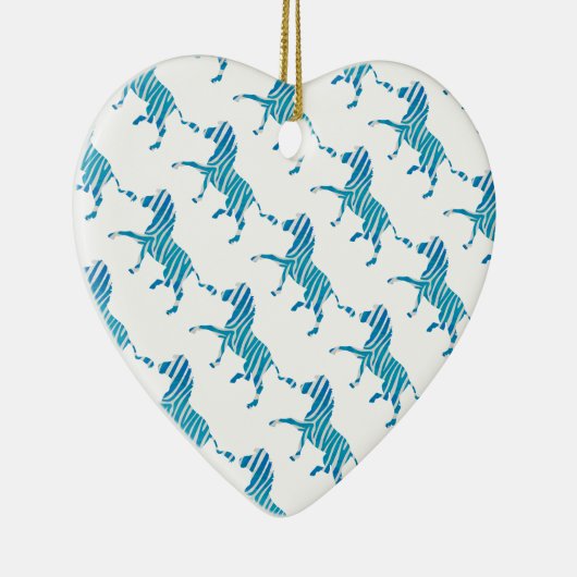Zebra Silhouette Blue en White Keramisch Ornament (Rechts)