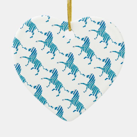 Zebra Silhouette Blue en White Keramisch Ornament (Voorkant)