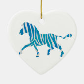 Zebra Silhouette Blue en White Keramisch Ornament (Achterkant)