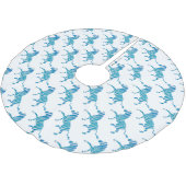Zebra Silhouette Blue en White Kerstboom Rok (Gekanteld)