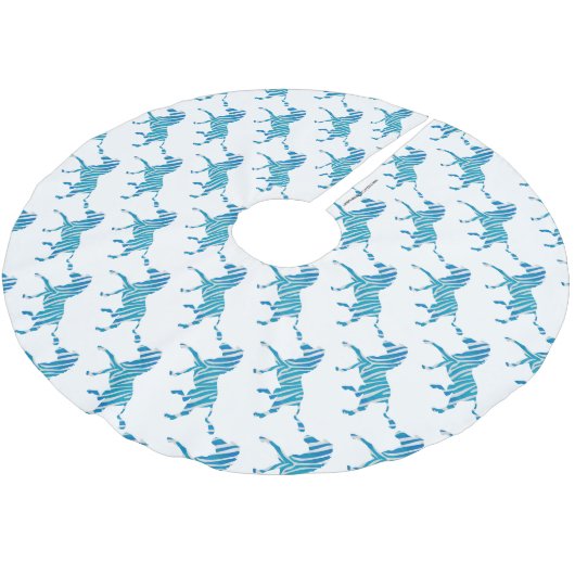 Zebra Silhouette Blue en White Kerstboom Rok (Gekanteld)