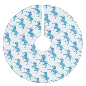 Zebra Silhouette Blue en White Kerstboom Rok (Voorkant)