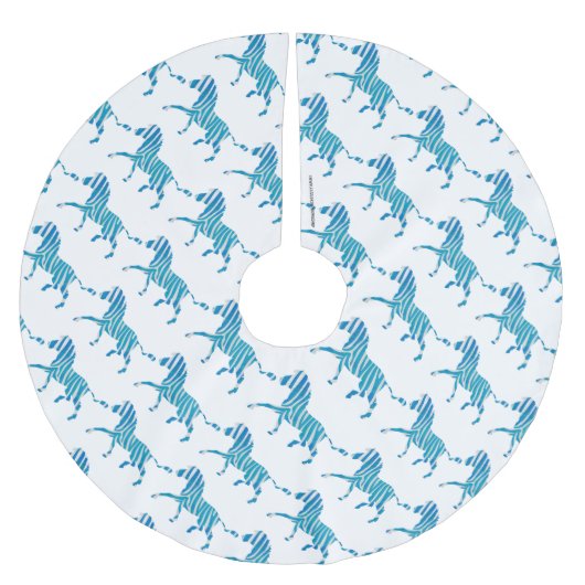 Zebra Silhouette Blue en White Kerstboom Rok (Voorkant)