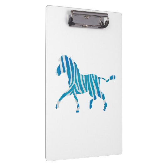 Zebra Silhouette Blue en White Klembord (Rechts)