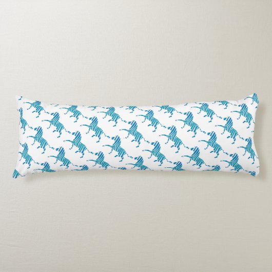 Zebra Silhouette Blue en White Lichaamskussen (Voorkant)