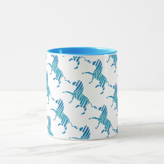 Zebra Silhouette Blue en White Mok (Midden)