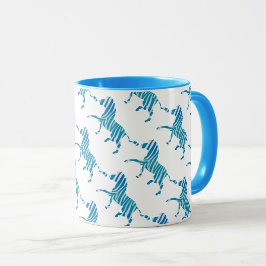 Zebra Silhouette Blue en White Mok (Voorkant rechts)