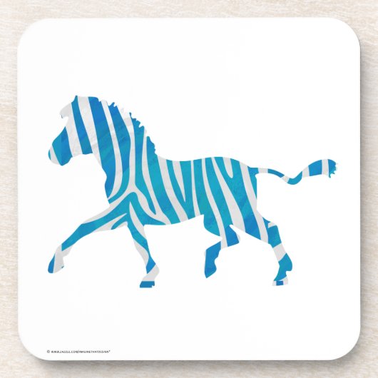 Zebra Silhouette Blue en White Onderzetter (Voorkant)