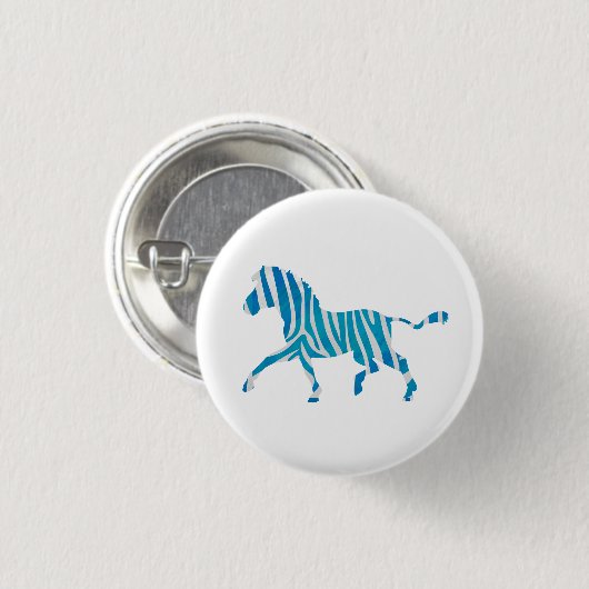 Zebra Silhouette Blue en White Ronde Button 3,2 Cm (Voorkant /achterkant)