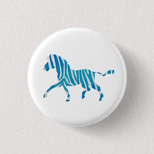 Zebra Silhouette Blue en White Ronde Button 3,2 Cm (Voorkant)
