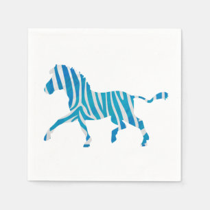 Zebra Silhouette Blue en White Servet