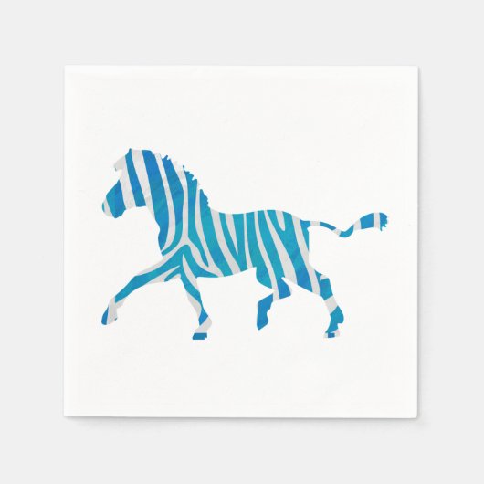 Zebra Silhouette Blue en White Servet (Voorkant)