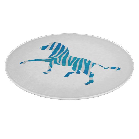 Zebra Silhouette Blue en White Snijplank (Hoek)