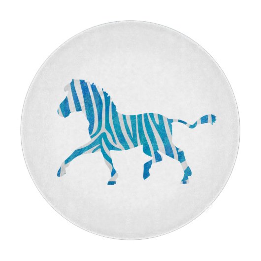 Zebra Silhouette Blue en White Snijplank (Voorkant)