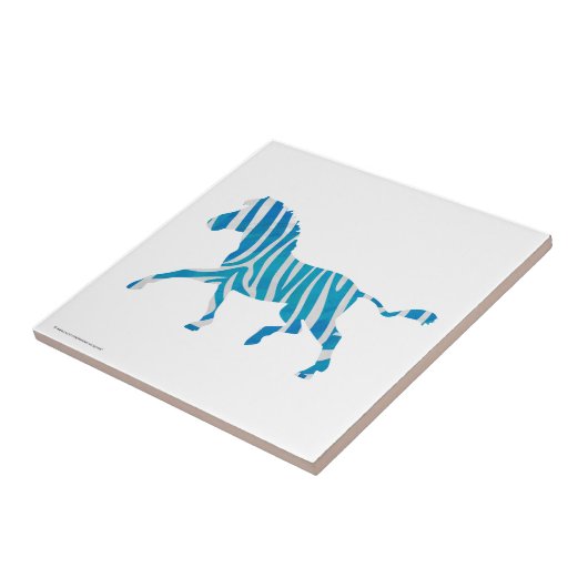 Zebra Silhouette Blue en White Tegeltje (Zijkant)
