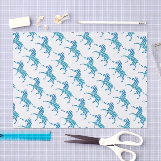 Zebra Silhouette Blue en White Tissuepapier (Craft)
