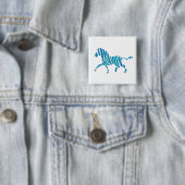 Zebra Silhouette Blue en White Vierkante Button 5,1 Cm (In situ)