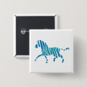 Zebra Silhouette Blue en White Vierkante Button 5,1 Cm (Voorkant /achterkant)