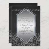 Zebra Silver Grey Glam Verjaardagsfeest Elk Evenem Kaart (Voorkant / Achterkant)