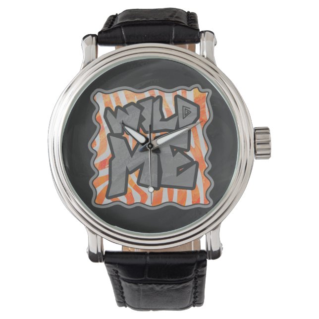 Zebra Sinaasappel en wit Horloge (Voorkant)