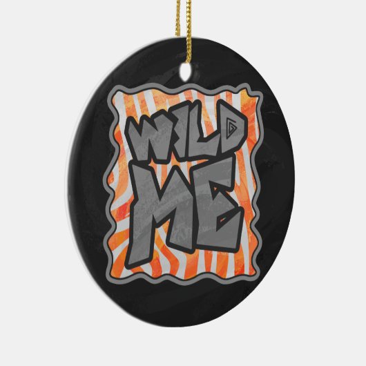 Zebra Sinaasappel en wit Keramisch Ornament (Rechts)