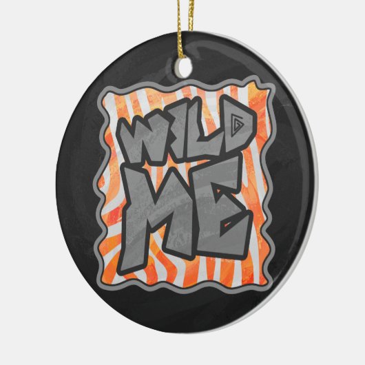 Zebra Sinaasappel en wit Keramisch Ornament (Links)