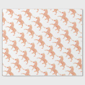 Zebra Sinaasappel en wit Silhouette Cadeaupapier (Vlak)