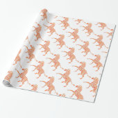 Zebra Sinaasappel en wit Silhouette Cadeaupapier (Uitgerold)