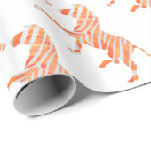 Zebra Sinaasappel en wit Silhouette Cadeaupapier (Rol Hoek)