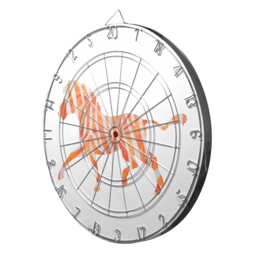 Zebra Sinaasappel en wit Silhouette Dartbord (Voorkant Rechts)