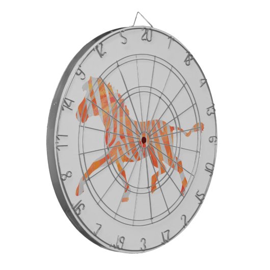 Zebra Sinaasappel en wit Silhouette Dartbord (Voorkant Links)