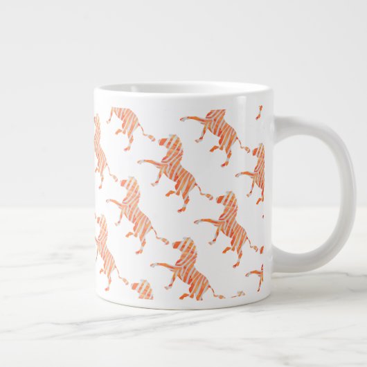 Zebra Sinaasappel en wit Silhouette Grote Koffiekop (Rechts)