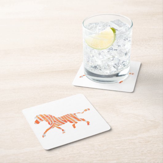 Zebra Sinaasappel en wit Silhouette Kartonnen Onderzetters (Insitu)