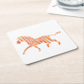 Zebra Sinaasappel en wit Silhouette Kartonnen Onderzetters (Schuin)