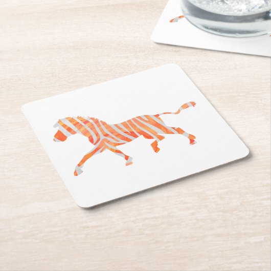 Zebra Sinaasappel en wit Silhouette Kartonnen Onderzetters (Schuin)