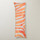 Zebra Sinaasappel en wit Silhouette Lichaamskussen (Achterkant (Verticaal))