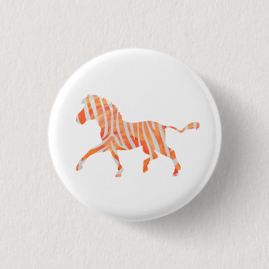 Zebra Sinaasappel en wit Silhouette Ronde Button 3,2 Cm (Voorkant)