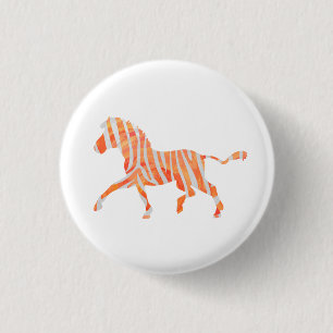 Zebra Sinaasappel en wit Silhouette Ronde Button 3,2 Cm