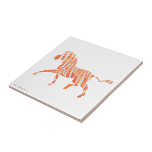 Zebra Sinaasappel en wit Silhouette Tegeltje (Zijkant)