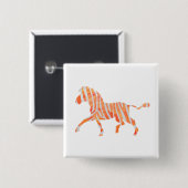 Zebra Sinaasappel en wit Silhouette Vierkante Button 5,1 Cm (Voorkant /achterkant)