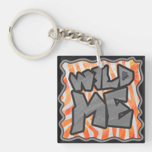 Zebra Sinaasappel en wit Sleutelhanger