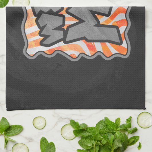 Zebra Sinaasappel en wit Theedoek (Gevouwen)