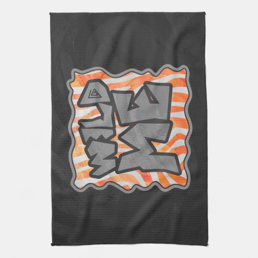 Zebra Sinaasappel en wit Theedoek (Verticaal)