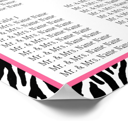 Zebra sjabloon bruiloft poster (Hoek)